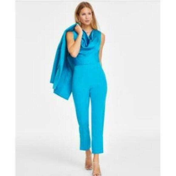 I.N.C. International Concepts Pants - I.N.C. Women's Blue High-Rise Slit-Cuff Pants 16 NWT